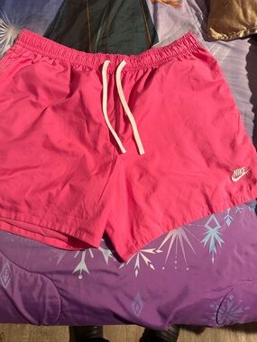 Nike Hot Pink Athletic Shorts with White Drawstring